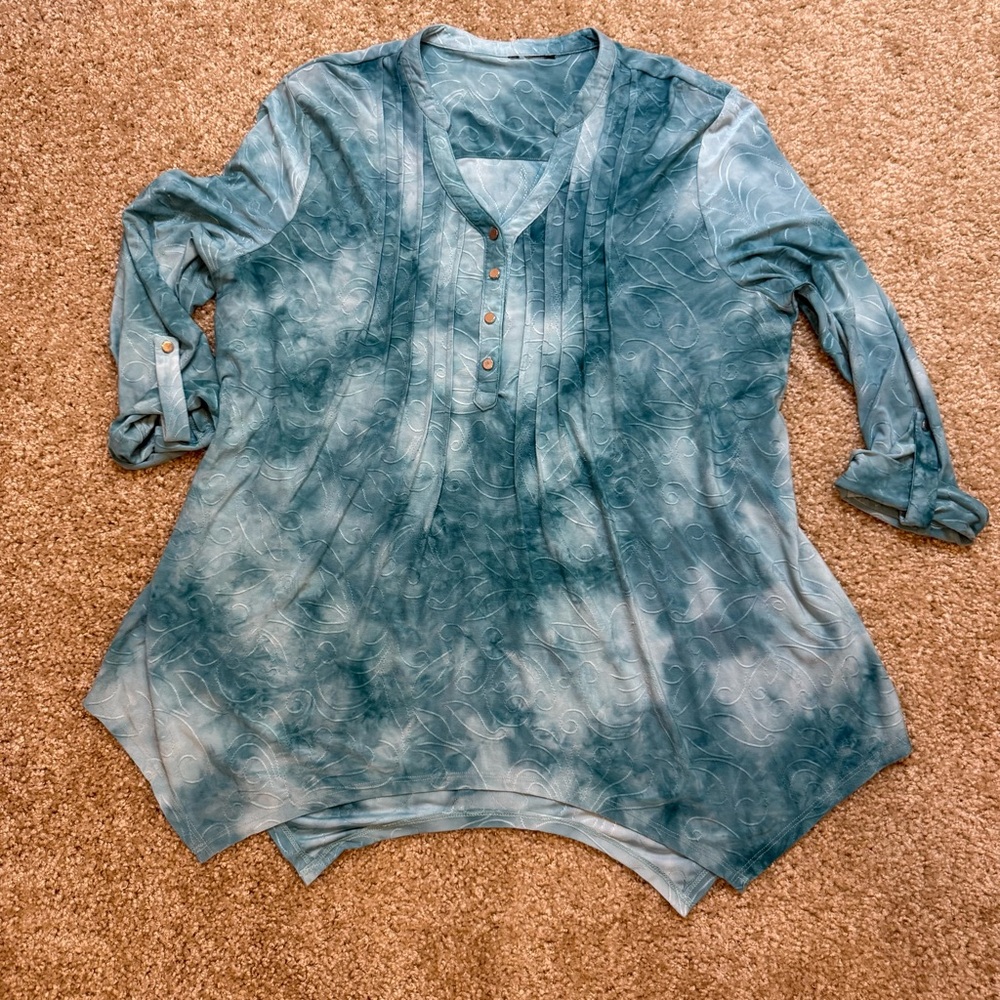 Blue Long Sleeve Tunic Top